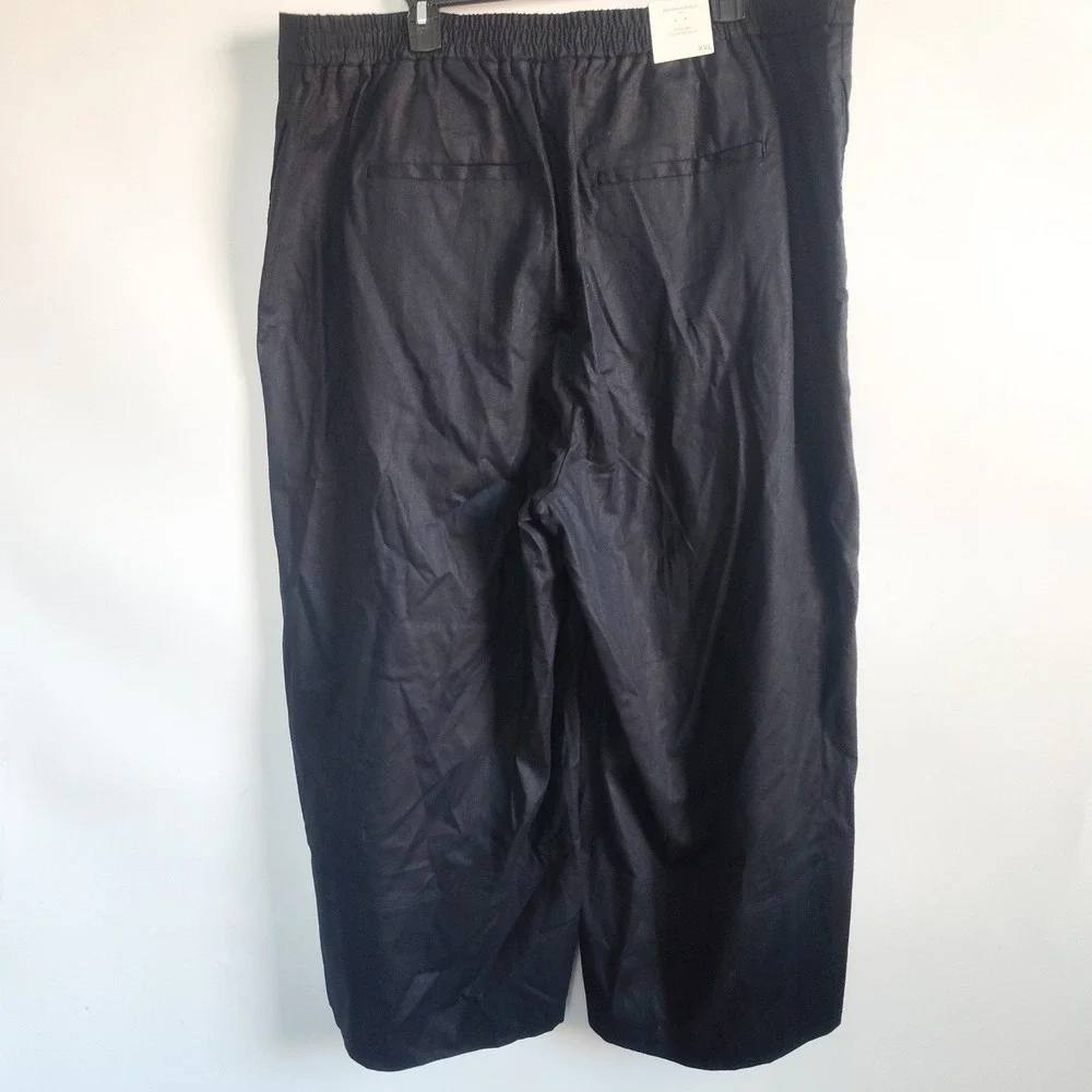 New‎ Banana Republic Pants XXL Linen Blend Wide Leg Cropped Flowy Black Vacation